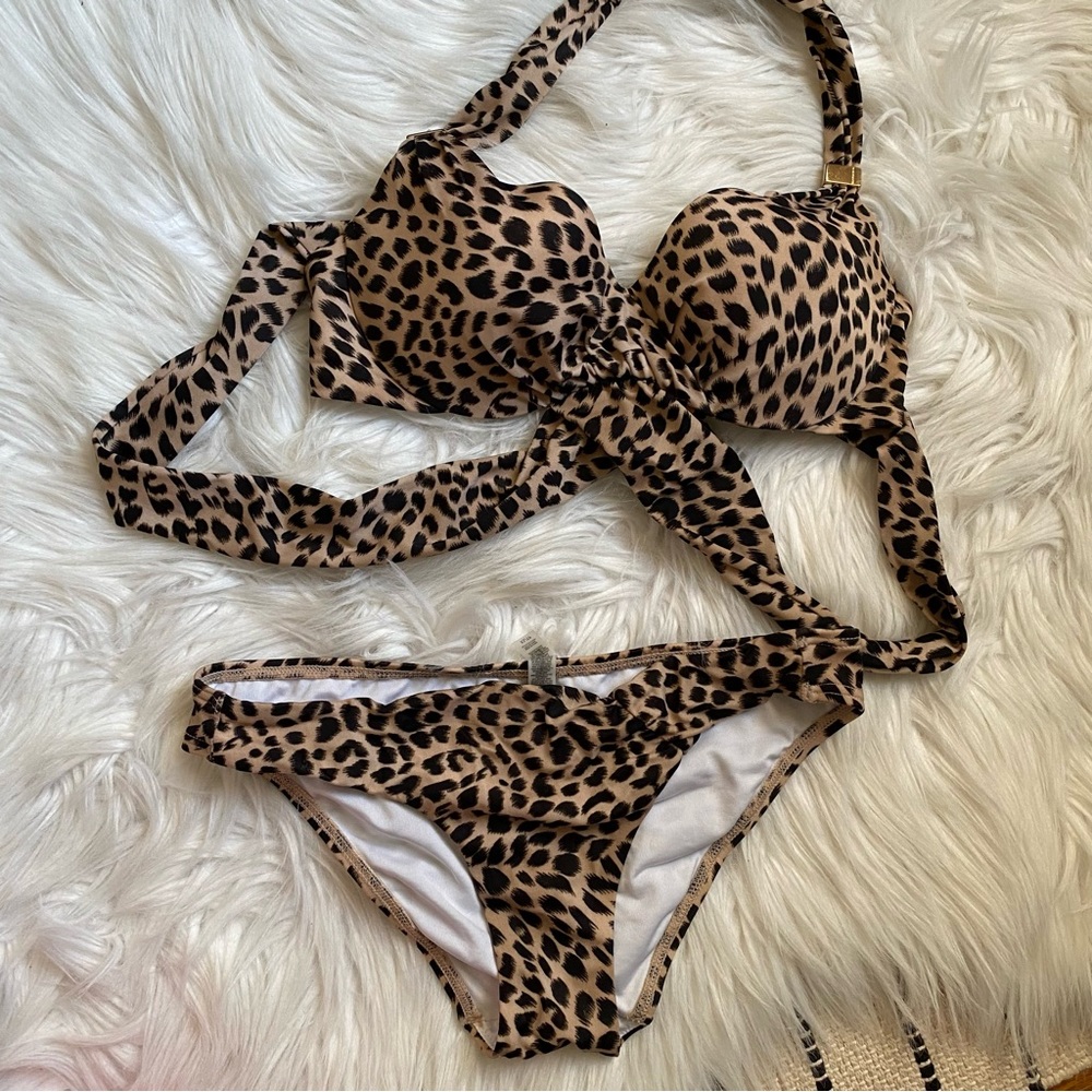 Like New Victoria's Secret Swimwear Top and Bottom Leopard Bikini